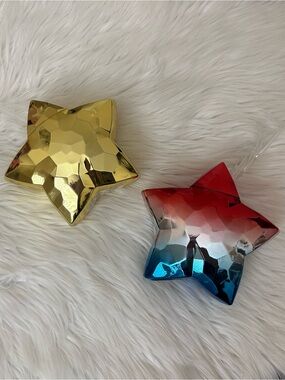 Set of 2 Metallic Patriotic Star Shaped Tumbler Cups & Straws